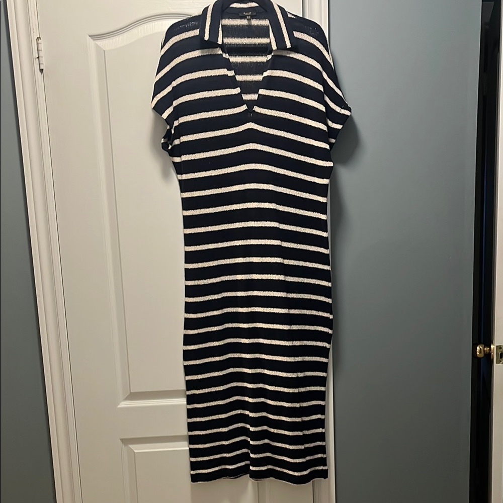 Striped Massimo Dutti Navy and White Dress